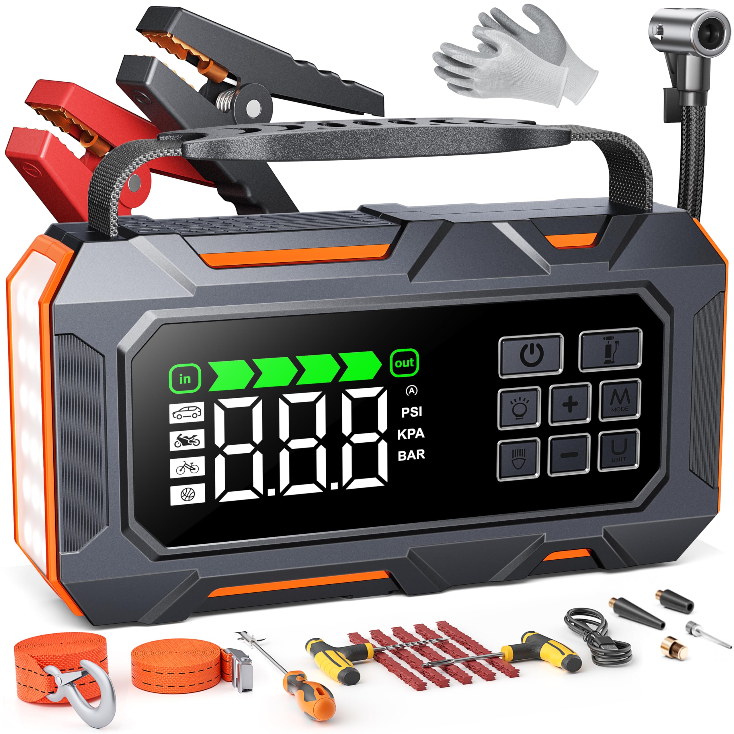 hi-yan⭐︎ Amazon.com: TREKURE 16-in-1 8000A Car Battery Jump Starter with